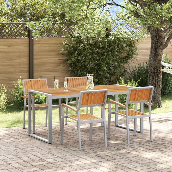 vidaXL Conjunto de Comedor de Jard&iacute;n 5 pcs Gris