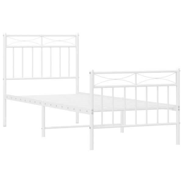 vidaXL Estructura cama sin colch&oacute;n con estribo metal blanco 75x190 cm