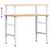 vidaXL Banco de trabajo rectangular madera maciza 100x60x(71,5-98) cm