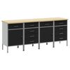 vidaXL Armario de trabajo 4 uds. Negro y Gris 200 x 55 x 85 cm