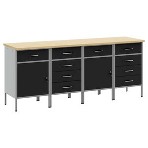 vidaXL Armario de trabajo 4 uds. Negro y Gris 200 x 55 x 85 cm