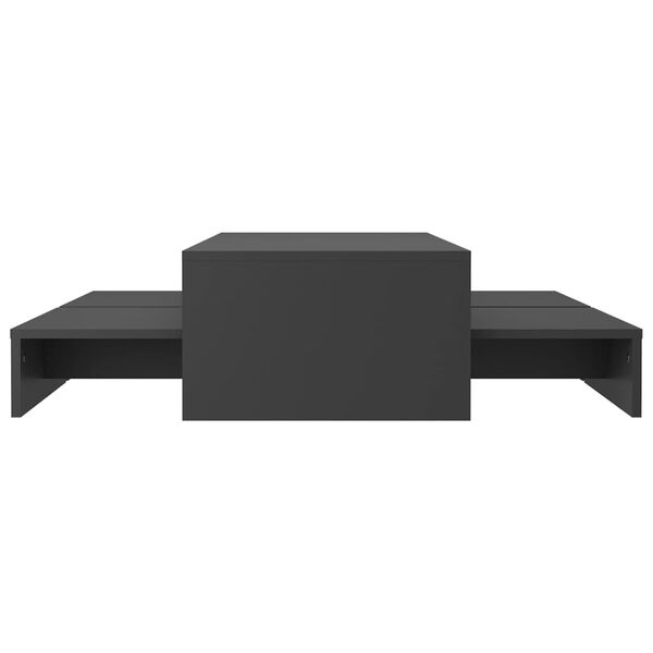 vidaXL Mesa de centro apilable contrachapada gris 100x100x26,5 cm