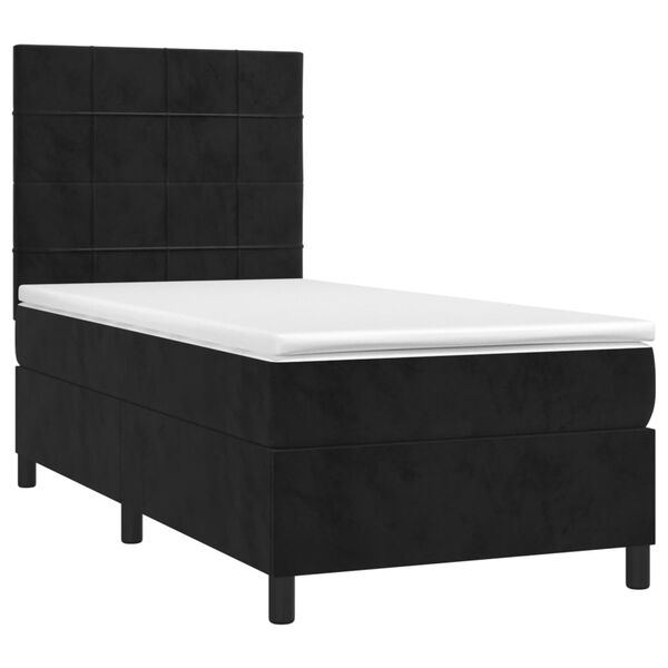 vidaXL Cama box spring con colch&oacute;n cuero sint&eacute;tico negro 90x190 cm
