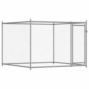 vidaXL Jaula de perros con puerta acero galvanizado gris 2x2x1,5 m