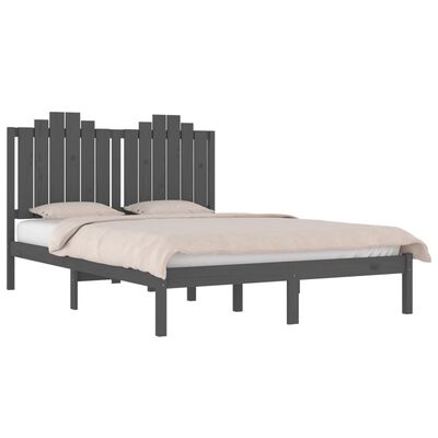 vidaXL Estructura de cama doble madera de pino gris 135x190 cm
