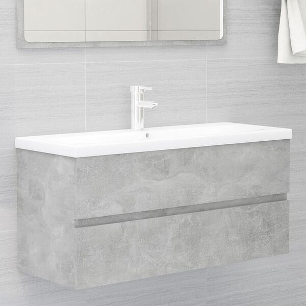 vidaXL Mueble con lavabo madera de ingenier&iacute;a gris hormig&oacute;n