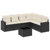 vidaXL Set de comedor de jard&iacute;n 7 pzas y cojines rat&aacute;n sint&eacute;tico negro