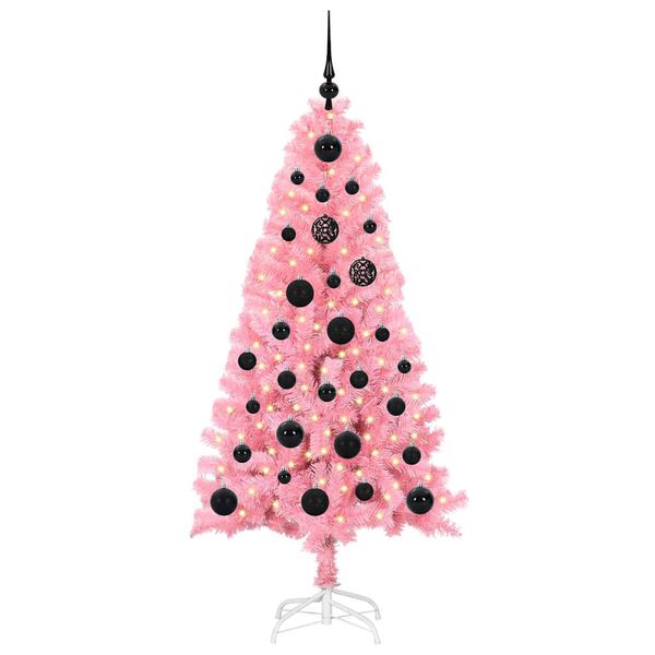 vidaXL Árbol de Navidad con 150 LED con soporte Rosa 150 cm PVC