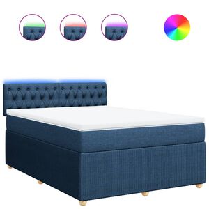 vidaXL Cama box spring con colch&oacute;n tela azul 160x200 cm