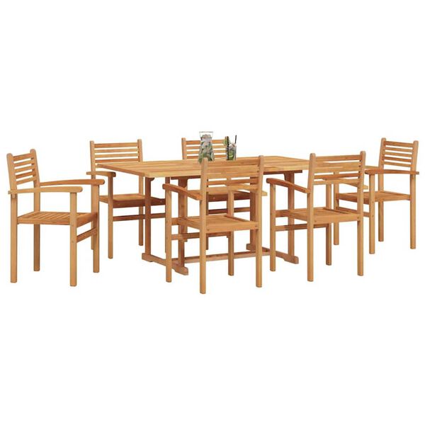 vidaXL Conjunto de Comedor de Jardín 7 pcs Natural