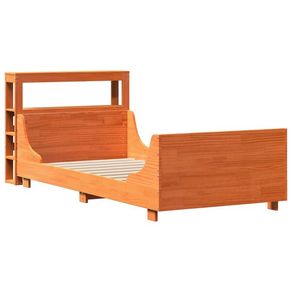 vidaXL Estructura de cama sin colchón madera maciza marrón 75x190 cm