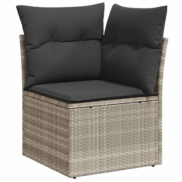 vidaXL Set muebles jard&iacute;n 9 pzas y cojines rat&aacute;n sint&eacute;tico gris claro