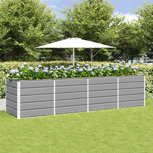 vidaXL Jardinera Gris Claro 240 x 80 x 75 cm Acero