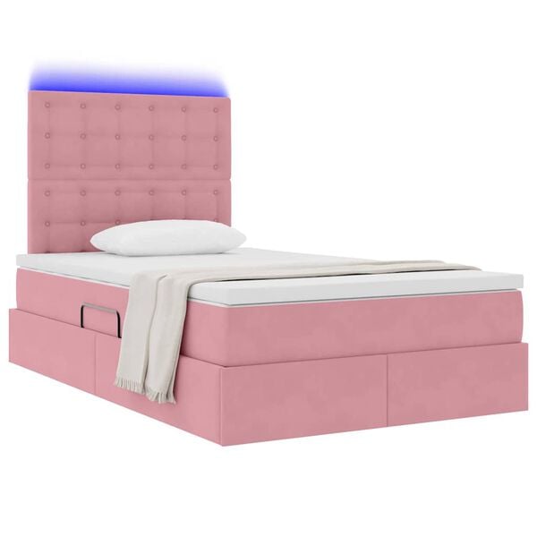 vidaXL Cama con almacenamiento y LED Rosa 120 x 200 cm Terciopelo