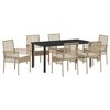 vidaXL Conjunto de Comedor de Jard&iacute;n 7 pcs Beige rat&aacute;n sint&eacute;tico