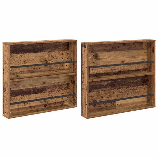 vidaXL Estante de revistas 2 pcs Madera vieja 80 x 12 x 70 cm