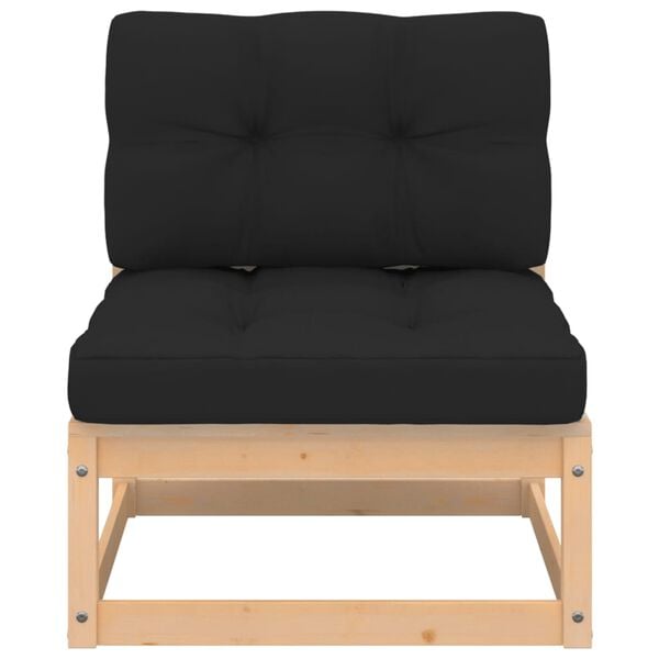 vidaXL Sofá central para jardín y cojines madera maciza acacia