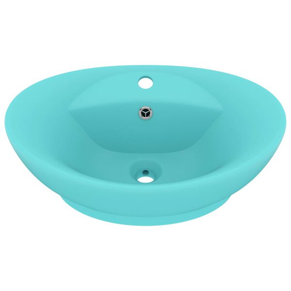 vidaXL Lavabo lujoso con rebosadero cer&aacute;mica verde claro 58,5x39cm