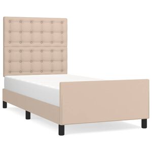 vidaXL Estructura cama sin colch&oacute;n cuero sint&eacute;tico capuchino 100x200cm