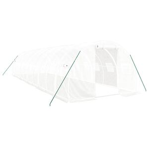 vidaXL Invernadero con estructura de acero blanco 30 m&sup2; 10x3x2 m