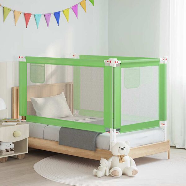 vidaXL Barandilla de seguridad cama de ni&ntilde;o verde tela 150x25 cm
