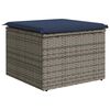 vidaXL Taburete de jard&iacute;n con coj&iacute;n rat&aacute;n sint&eacute;tico gris 55x55x37cm