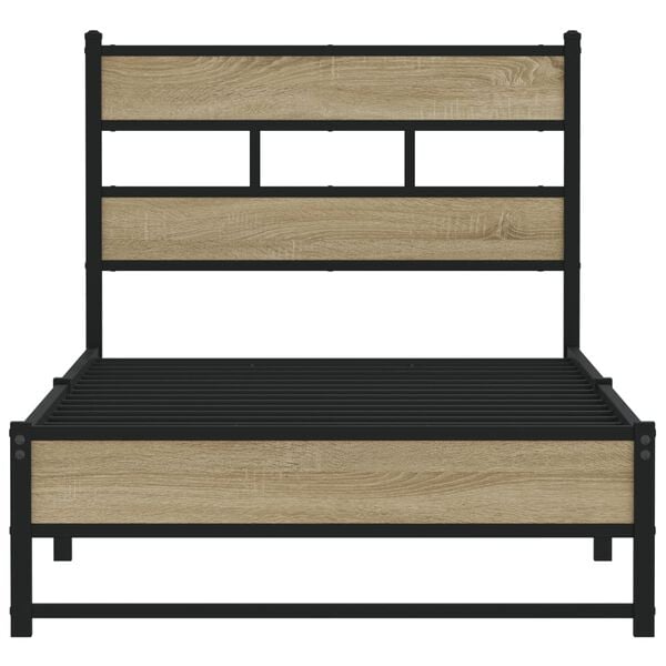 vidaXL Estructura de cama sin colchón metal roble Sonoma 107x203 cm
