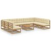 vidaXL Set de muebles de jard&iacute;n 10 pzs cojines madera pino marr&oacute;n miel
