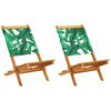 vidaXL Sillas de jard&iacute;n 2 uds madera acacia y tela estampado de hojas