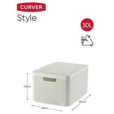 Curver Caja de almacenamiento con tapa Style L blanco crema 30 L