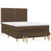 vidaXL Cama box spring con colch&oacute;n tela marr&oacute;n oscuro 140x190 cm