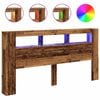 vidaXL Cabecero con LED madera ingenier&iacute;a envejecida 200x18,5x103,5 cm