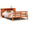 vidaXL Cama con estanter&iacute;a sin colch&oacute;n madera maciza marr&oacute;n 140x190 cm