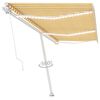 vidaXL Toldo manual con LED solar 6 x 3 m Rayas amarillas y blancas