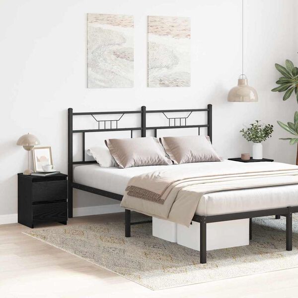 vidaXL Armario de Noche con caj&oacute;n 2 pcs Roble Negro 30 x 30 x 40 cm