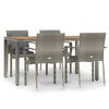 vidaXL Set comedor de jard&iacute;n 5 piezas con cojines rat&aacute;n sint&eacute;tico gris