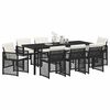 vidaXL Conjunto de Comedor de Jard&iacute;n 9 pcs Negro rat&aacute;n sint&eacute;tico