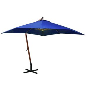 vidaXL Sombrilla jard&iacute;n colgante con palo madera abeto celeste 3x3 m