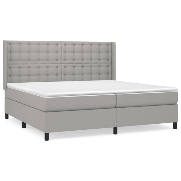 vidaXL Cama box spring con colch&oacute;n tela gris claro 200x200 cm
