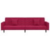 vidaXL Sof&aacute; cama de 2 plazas con dos almohadas terciopelo rojo tinto