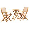 vidaXL Juego de bistro de 3 piezas tela y madera maciza bej