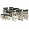 vidaXL Set comedor de jard&iacute;n 9 pzas cojines rat&aacute;n sint&eacute;tico gris claro