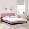 vidaXL Cama con colch&oacute;n Hanko terciopelo rosa 160x200 cm