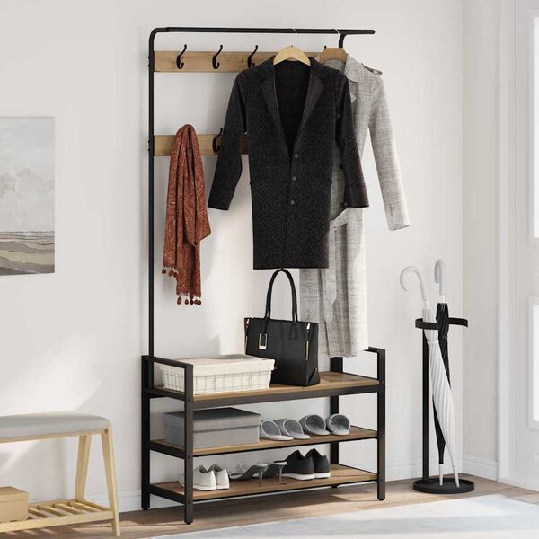 vidaXL Perchero Roble artesanal 95 x 34 x 184 cm Madera de ingenier&iacute;a