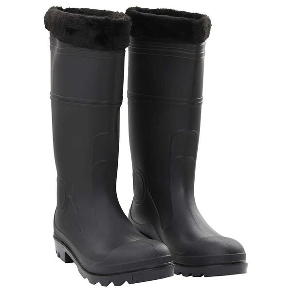 vidaXL Botas de agua con calcetines extra&iacute;bles negro n&uacute;mero 44 PVC