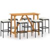 vidaXL Conjunto de bar para jard&iacute;n 7 piezas con cojines negro