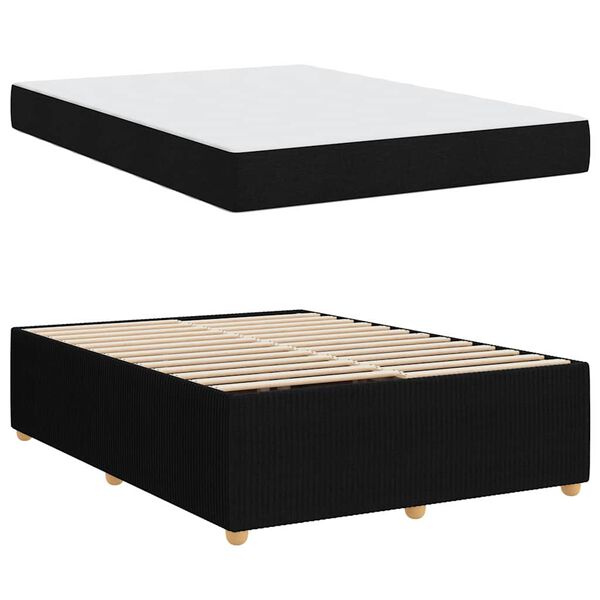 vidaXL Estructura de cama con colch&oacute;n Negro 140 x 200 cm tela