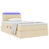 vidaXL Cama con almacenamiento y LED con LED Crema 120 x 200 cm tela