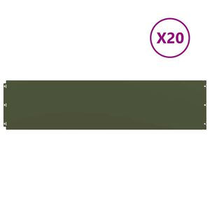 vidaXL Bordes c&eacute;sped 20 uds acero laminado fr&iacute;o verde oliva 25x103 cm