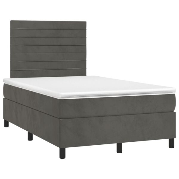 vidaXL Cama box spring con colch&oacute;n terciopelo gris oscuro 120x190 cm